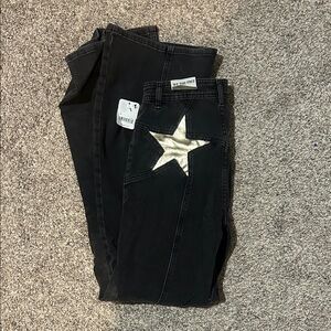 NWT We The Free Black Jeans with Gold Star Patch